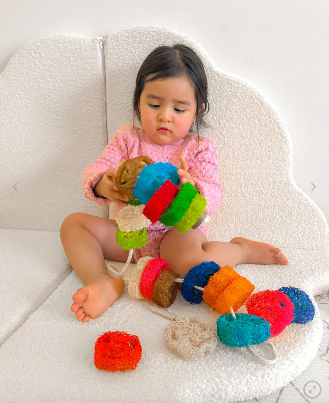 Rainbow Loofah Lacing Set - Eco-friendly Fine Motor Resource