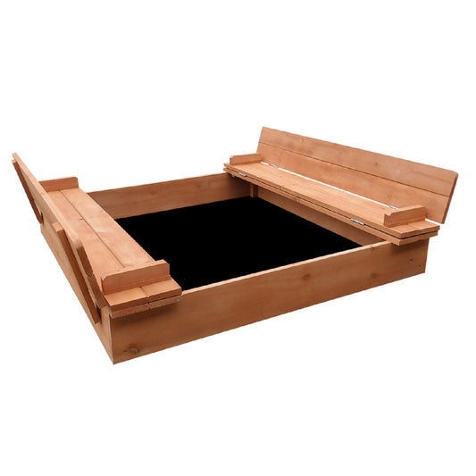 Keezi Wooden Outdoor Sandpit Set - Natural Wood